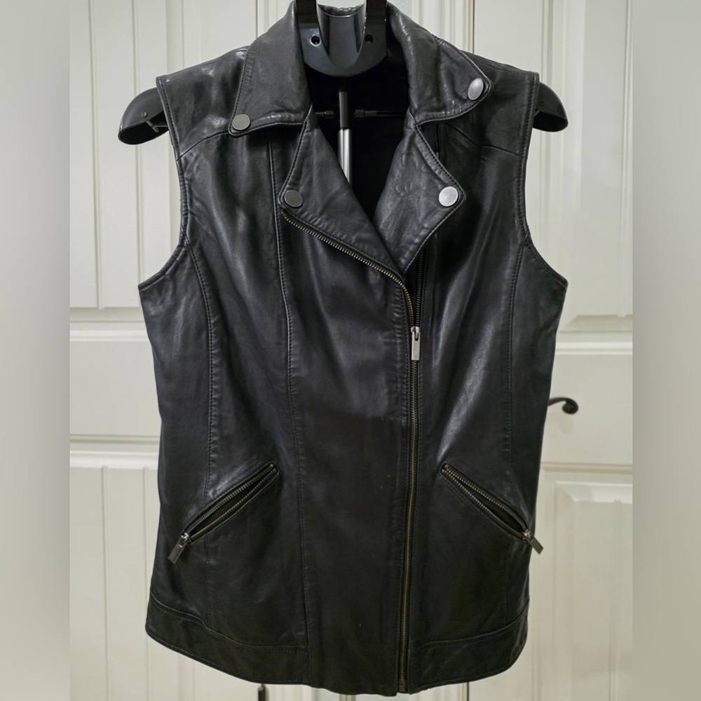 Halogen Black Leather Vest
